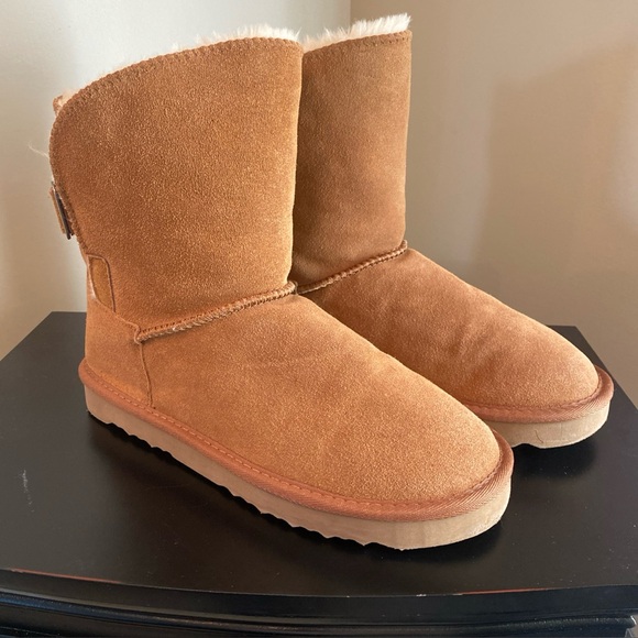 Style & Co. Womens Tan Suede Pull On Winter Boots Shoes - Picture 2 of 8